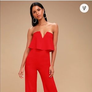 Never Worn Red Jumpsuit XS Lulus power of love
